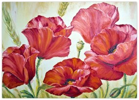 Tablou pe sticlă - Mac - flori (70x50 cm)