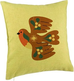 Perna Decorativa, Model Pasare, 40x40 cm, Verde, Husa Detasabila, Perna Inclusa, BEKZ®