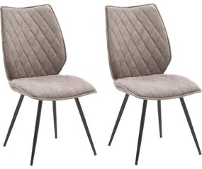 Set 2 scaune tapitate cu stofa si picioare metalice, Navarra Grej / Antracit, l50xA64xH96 cm