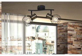 Aplica de perete / tavan cu 2 spoturi design industrial ARGUSTO negru, auriu