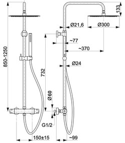 KFA Armatura 5736-920-31 - Set duș MOZA cu baterie termostatică aurie