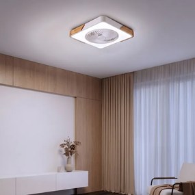 Brilagi-LED Lampă cu ventilator, reglabilă, LED/30W/230V 3000-6500K, alb/stejar + telecomandă