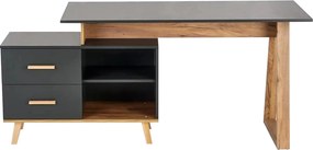 Birou SERGIO XL, gri antracit/stejar wotan, 134/210x60x78 cm