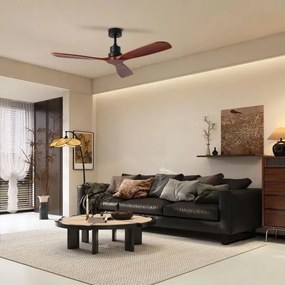 ZEVENTI - Ventilator de tavan LIONI Wi-Fi Tuya negru/stejar + telecomandă