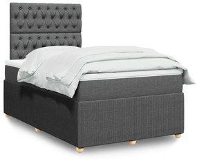 vidaXL Pat box spring cu saltea, gri închis, 120x190 cm, textil