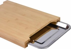Tocător din bambus, cu tavă de scurgere din aluminiu, 40 x 2