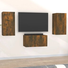 vidaXL Set dulapuri TV, 3 piese, stejar fumuriu, lemn prelucrat