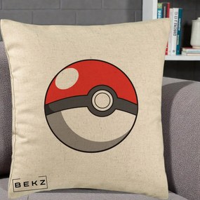 Perna Personalizata Pokeball Rosie, 40x40 cm, Bej, Husa Detasabila, Perna Inclusa, BEKZ®