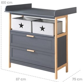 Comodă de copii gri antracit joasă 87x75 cm Berlin – Roba