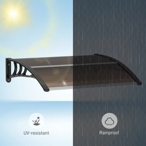 Outsunny Copertină Exterioară Impermeabilă și Anti-UV cu Placă Curbată, 75x120x23 cm, Maro și Negru | Aosom Romania