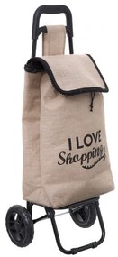 Carucior cumparaturi I love shoping, textil, cadru metalic, 34.5x28xH91cm