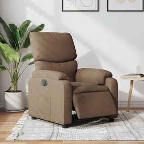vidaXL Fotoliu rabatabil electric, maro, material textil
