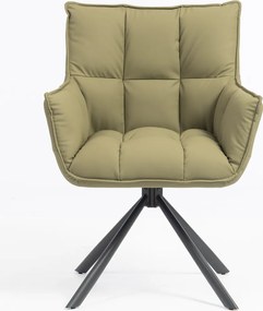 HR560 BAZĂ STEA Scaun Khaki Piele Ecologica Premium Soft cu Bază Neagră