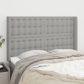 vidaXL Tăblie de pat cu aripioare gri deschis 147x16x118/128 cm textil