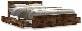 3295608 vidaXL Cadru de pat cu tăblie stejar fumuriu 120x190 cm lemn prelucrat