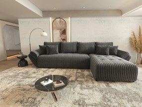 Colțar extensibil dumonde cu ladă de depozitare si sezut confortabil din spuma high-density, Berlin XL Ambience Grey II 350x185 cm