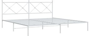 376558 vidaXL Cadru de pat metalic cu tăblie, alb, 200x200 cm