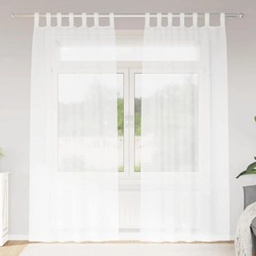 vidaXL Perdele cu perdele 2 pcs Alb 140 x 225 cm Poliester