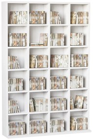 HOMCOM Bibliotecă Spațioasă, Dulap cu 24 Compartimente Reglabile, Design Modern, 130.5x89x20 cm, Alb, pentru Living sau Birou | Aosom Romania