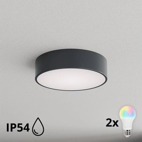Brilagi - plafonieră LED RGBW pentru baie CLARE 2xE27/12W/230V Ø 30 cm antracit IP54