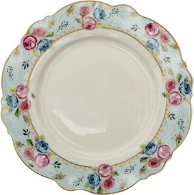 Farfurie alba, din ceramica, cu motive florale Ø28 cm
