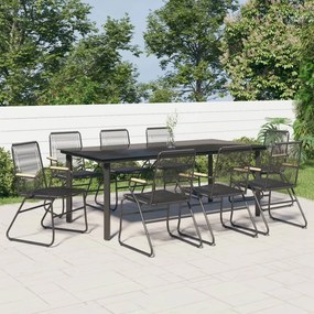 3099214 vidaXL Set cu masă pentru grădină, 9 piese, negru, ratan PVC