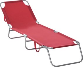 Outsunny Șezlong, pliabil, spătar reglabil, cadru metalic rezistent la rugină, 187 x 55 x 24, Weinrot | Aosom Romania