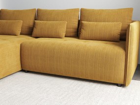 Colțar extensibil dumonde cu ladă de depozitare si sezut confortabil din spuma high-density, Malta Zoom Mustar II 235x185 cm