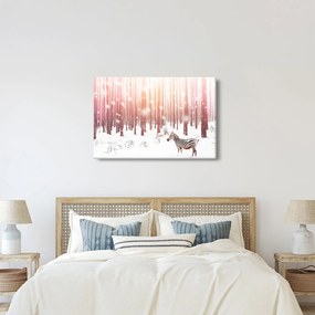 Tablou - Zebra în pădurea înzăpezită (90x60 cm)