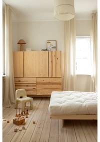 Pat în culoare naturală din lemn masiv de pin cu somieră 120x200 cm Kanso – Karup Design