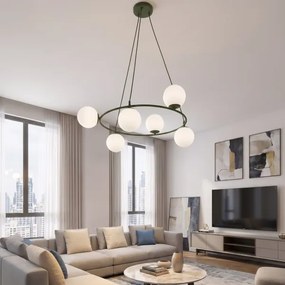 Lustră pe cablu AZURA 6xE14/10W/230V verde/albă