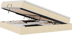 vidaXL Pat cu saltea și spațiu de depozitare Crem 200 x 200 cm