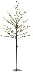 HOMCOM Lumină Copac Cireș cu 150 LED-uri Lampă Decorativă Floare de Cireș pentru Interior 17x17x150 cm Negru | Aosom Romania