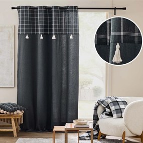 Draperie gri antracit din amestec de bumbac 140x240 cm Everest – douceur d'intérieur