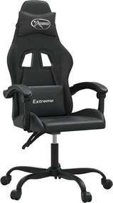 vidaXL Scaun de gaming pivotant, negru, piele ecologică