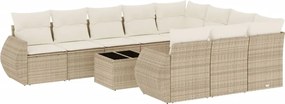 vidaXL Set canapele de grădină cu perne, 11 piese, bej, poliratan