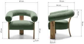 Fotoliu design verde închis KOKEI, stejar