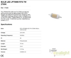 BEC LED R7S JP78MM 7W lumina calda 2700K 17488