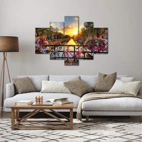 Tablou - Răsărit de soare la Amsterdam (150x105 cm)