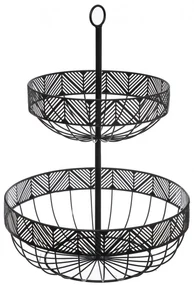Fructiera Jahan, 2 nivele, metal, negru, 30 x H 42 cm