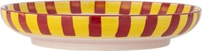 Platou decorativ din ceramică artizanală, multicolor, pictat manual cu pisici și motive geometrice, 30x6 cm, „Missy"