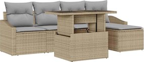 vidaXL Set de canapele pentru grădină 6 pcs Beige și gri deschis