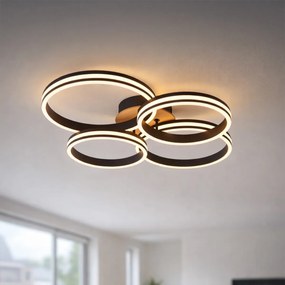 Plafonieră din lemn cu LED, cu 3 trepte de intensitate, cu 4 lumini - Navara