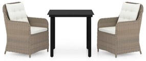 Set mobilier de gradina, 3 piese, maro Maro, Lungime masa 80 cm, 3