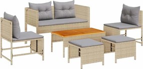 vidaXL Set de canapele pentru grădină 6 pcs Beige și gri deschis