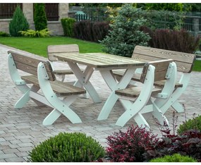 Set mobilier gradina Wien, 160 cm, cu scaune, verde oliv, 6 pers.