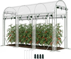 Outsunny Seră tip tunel pentru grădină 3 m², seră de grădină, cadru din oțel galvanizat, 8 uși rulante, 295x100x197cm, transparent | Aosom Romania