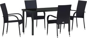 vidaXL Set de masă pentru grădină 5 pcs Negru