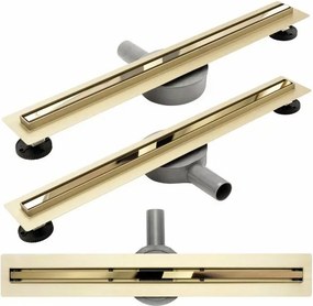 Set rigola pentru dus plus capac 90 cm Rea Neo Slim Mirror Pro auriu