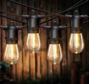 LED Stm ghirlandă decorativă solară 10xE27/3V USB 2400 mAh 10,62 m IP65 neagră + telecomandă
